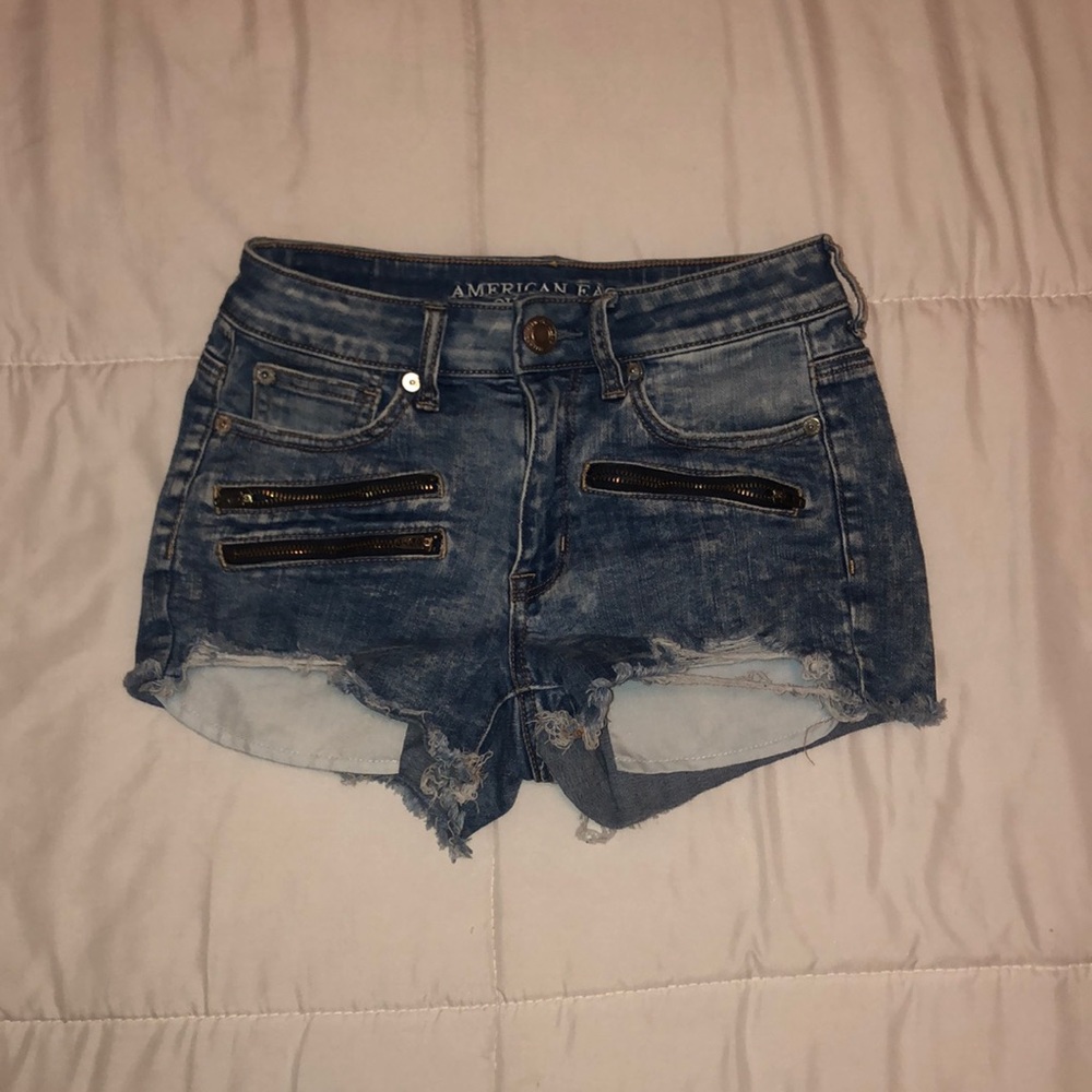 Zippered detailed jean short shorts